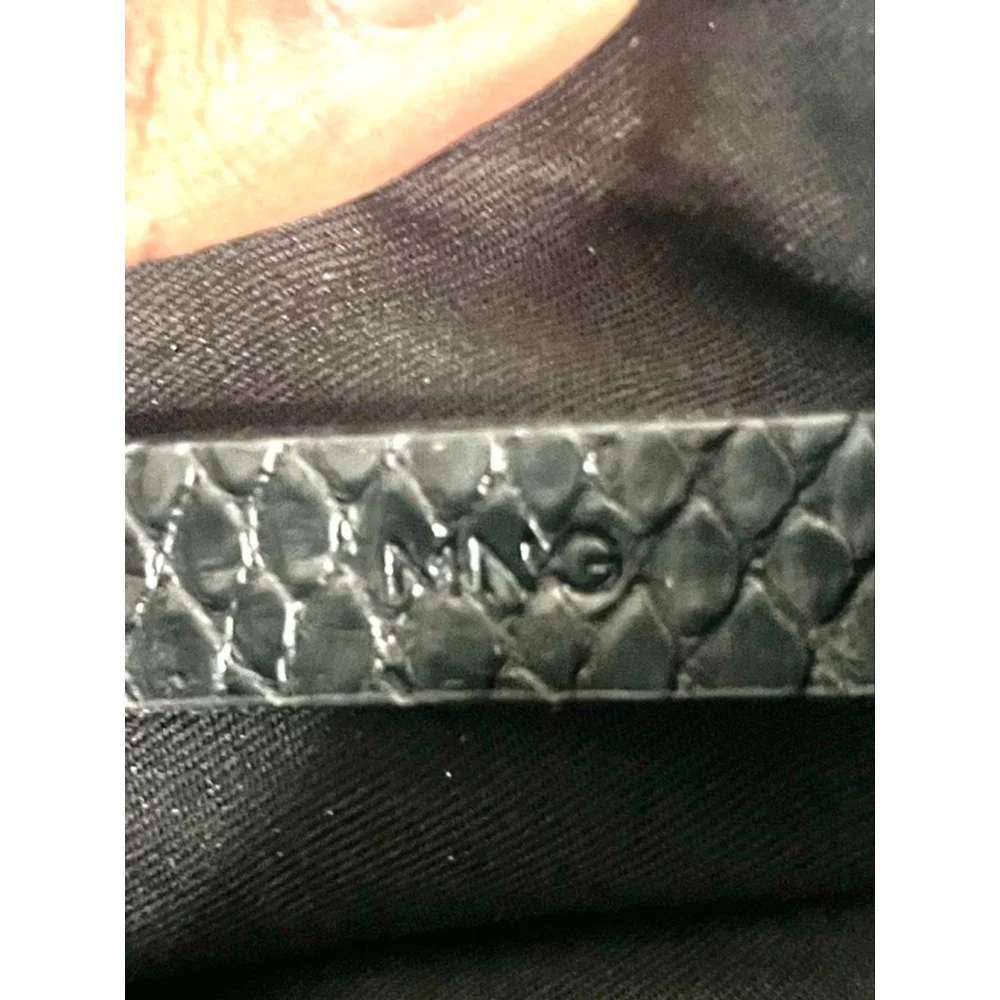 Mango MNG Coco Chain Bag Snake Skin Textured Black Crossbody purse